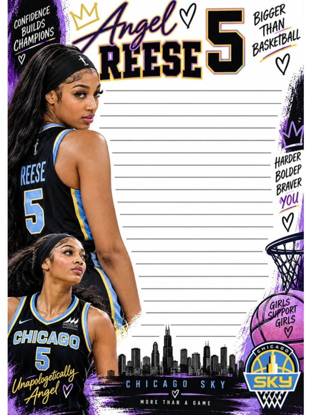 Angel Reese Inspired 5x7 Basketball Notepad Set of 2